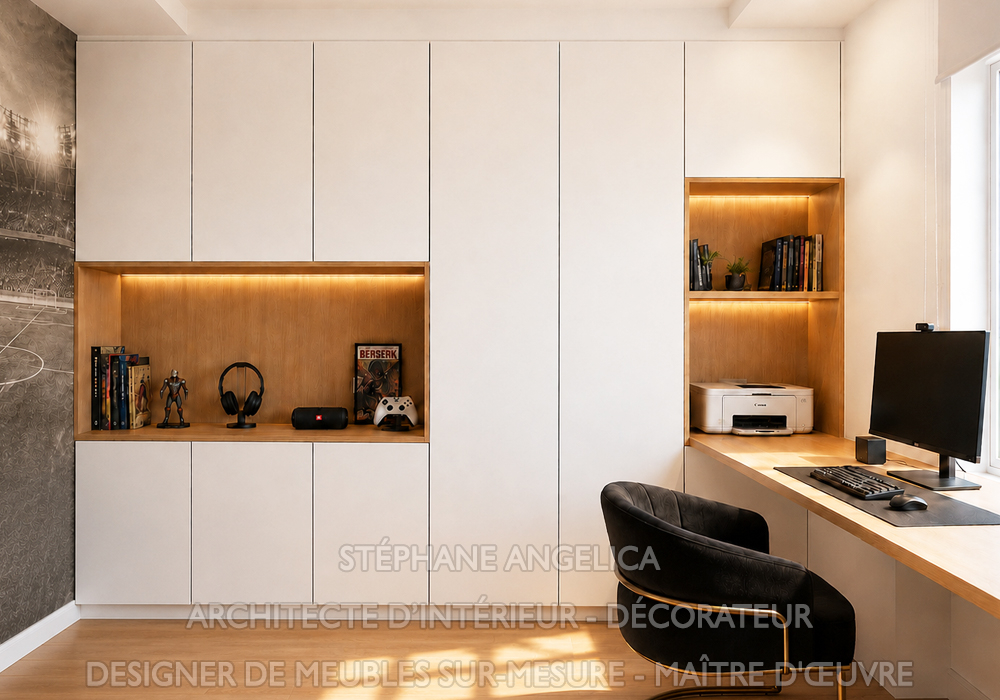 Projet de placards et bureau pour une chambre d'enfant créée par Stéphane Angelica