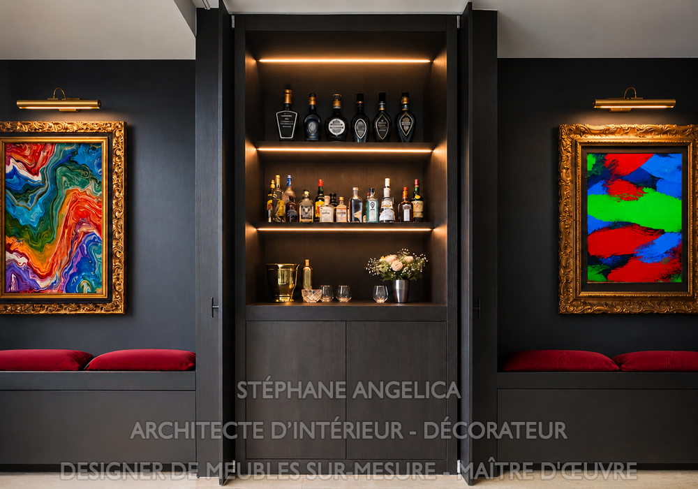 Pour les moments de détente, optez pour un meuble bar avec éclairage LED moderne en sur mesure
